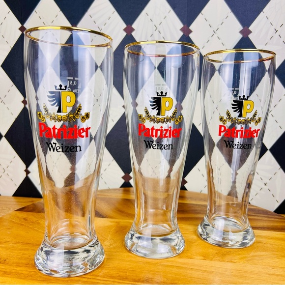 Vintage Patrizier Weizen Beer German Glasses – Gold Rim - Picture 3 of 9